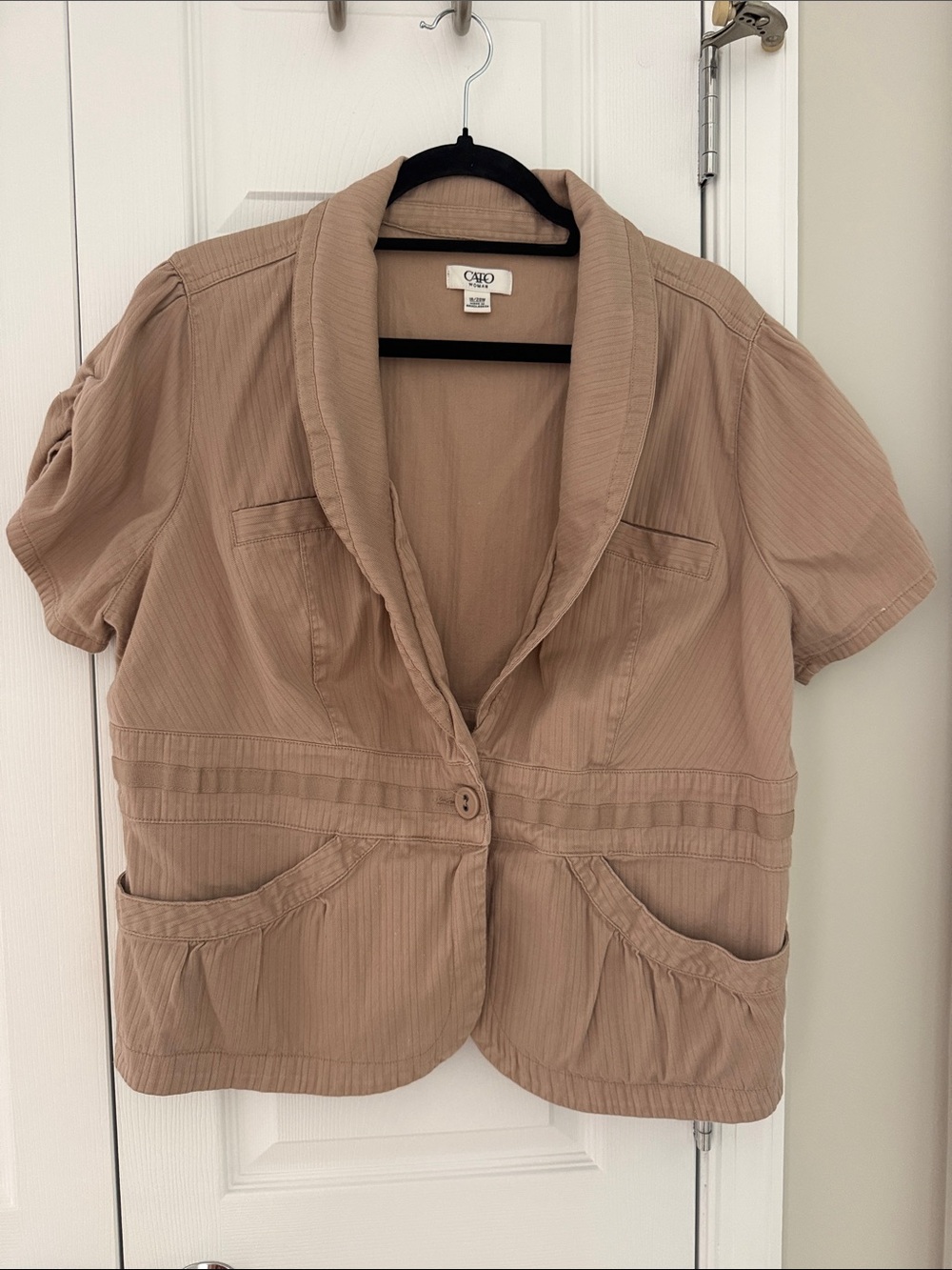 Cato Beige Short-Sleeve Shawl Collar Jacket